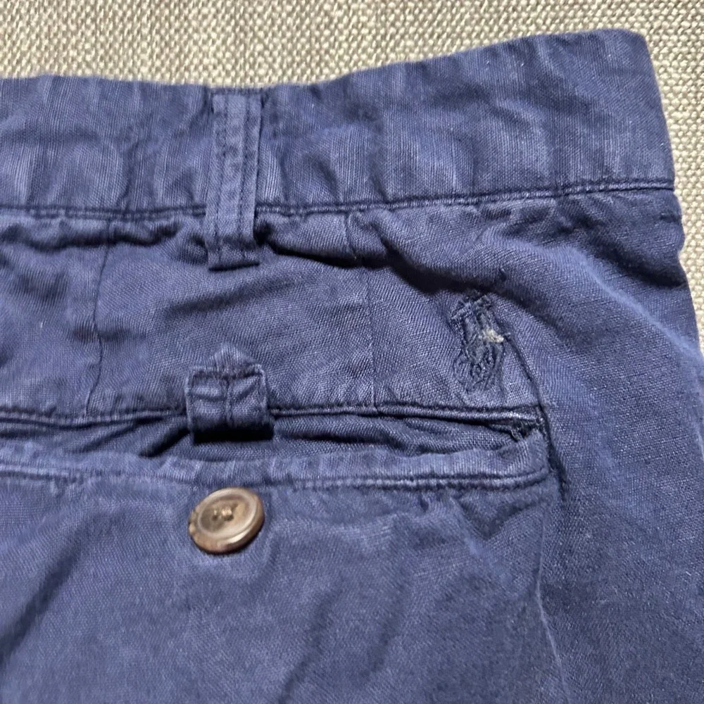 Polo Ralph Lauren Pants Mens 36x32 Navy Blue Linen Cotton Straight Fit Chinos